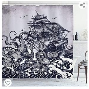 Ambesonne Nautical Shower Curtain - Black and White